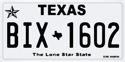 TX license plate BIX1602