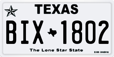 TX license plate BIX1802