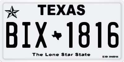 TX license plate BIX1816