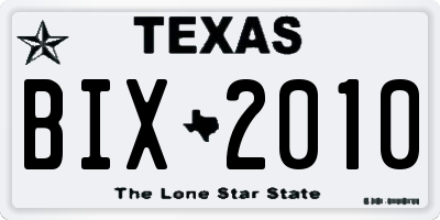 TX license plate BIX2010