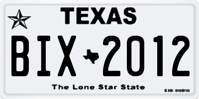 TX license plate BIX2012