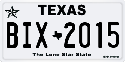 TX license plate BIX2015