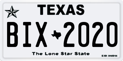 TX license plate BIX2020