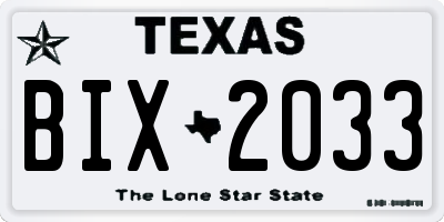 TX license plate BIX2033