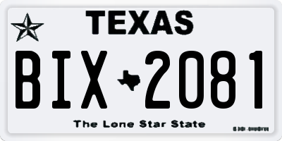 TX license plate BIX2081
