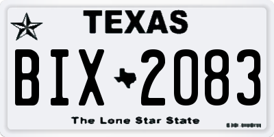 TX license plate BIX2083