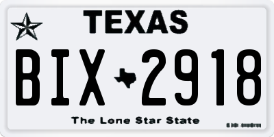 TX license plate BIX2918