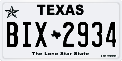TX license plate BIX2934