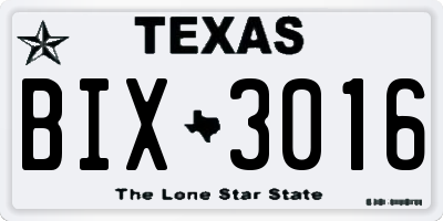 TX license plate BIX3016