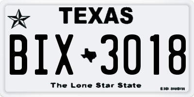 TX license plate BIX3018