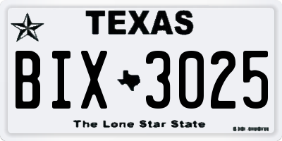 TX license plate BIX3025