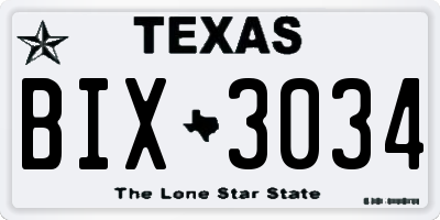 TX license plate BIX3034