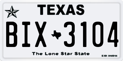 TX license plate BIX3104