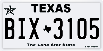 TX license plate BIX3105