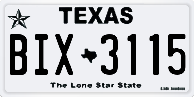 TX license plate BIX3115
