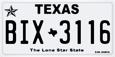 TX license plate BIX3116