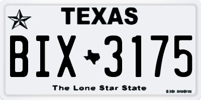 TX license plate BIX3175