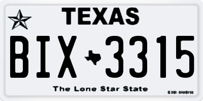 TX license plate BIX3315