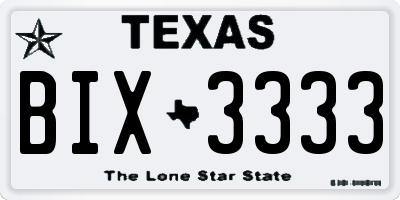 TX license plate BIX3333