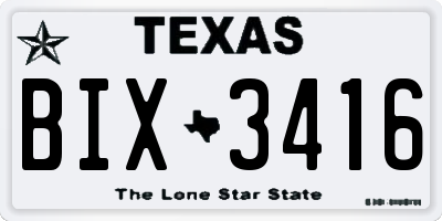TX license plate BIX3416