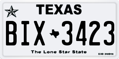 TX license plate BIX3423
