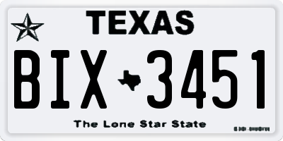 TX license plate BIX3451
