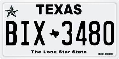 TX license plate BIX3480