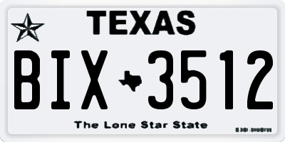 TX license plate BIX3512
