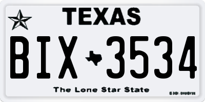 TX license plate BIX3534