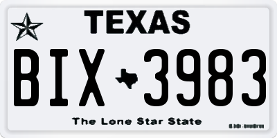 TX license plate BIX3983