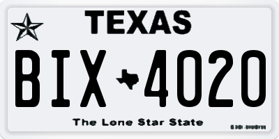 TX license plate BIX4020