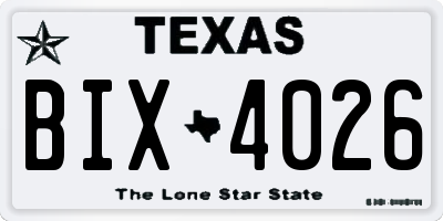 TX license plate BIX4026