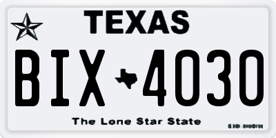 TX license plate BIX4030