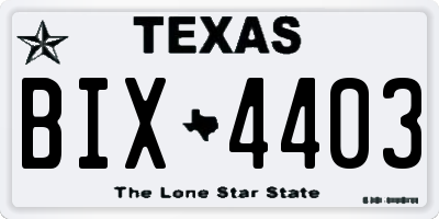 TX license plate BIX4403