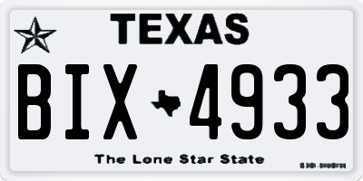 TX license plate BIX4933
