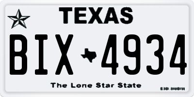 TX license plate BIX4934