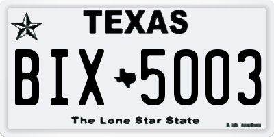 TX license plate BIX5003