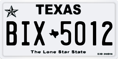 TX license plate BIX5012