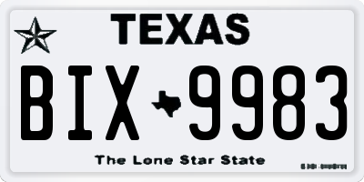 TX license plate BIX9983