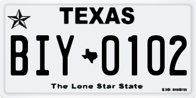 TX license plate BIY0102