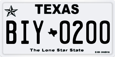 TX license plate BIY0200