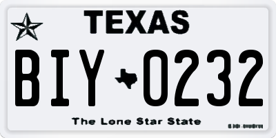 TX license plate BIY0232