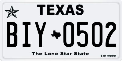 TX license plate BIY0502