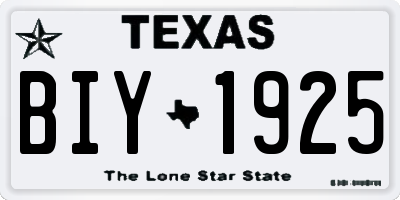 TX license plate BIY1925