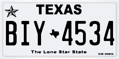 TX license plate BIY4534