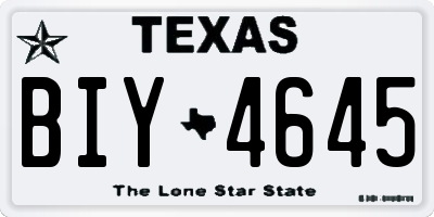 TX license plate BIY4645