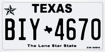 TX license plate BIY4670