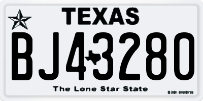 TX license plate BJ43280