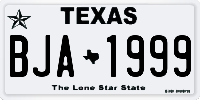 TX license plate BJA1999