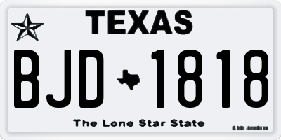 TX license plate BJD1818